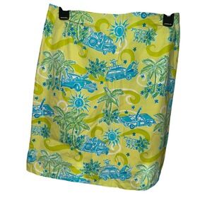 Lilly Pulitzer Vintage White Tag Yellow Blue Cruisin Print cotton‎ skirt size 6